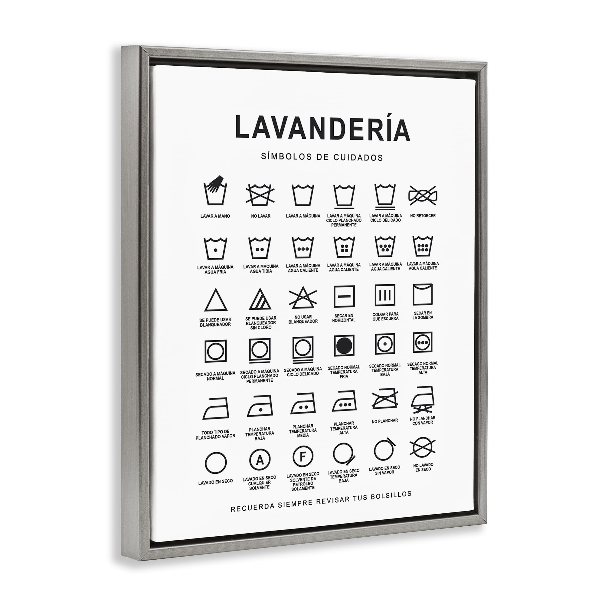 Stupell Industries Guía de Lavado de Ropa Bath & Laundry Painting Gray Floater Framed Art Print Wall Art, 17 x 21