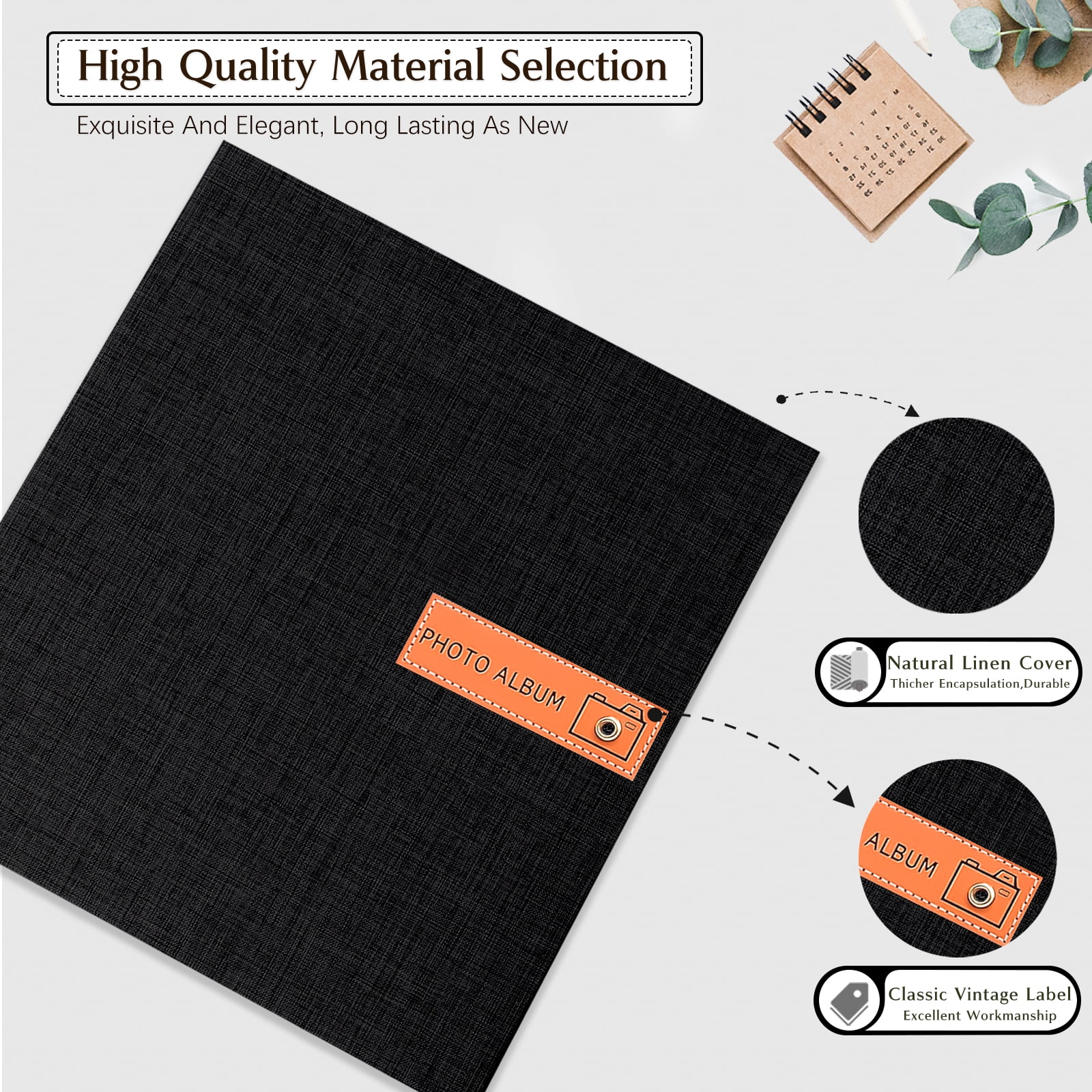 cherished memories 60 Pages Large photo album with self adhesive pages - perfect for photo paper 4x6 5x7 8x10, sticker book, and scrapbook supplies - stylish binder to preserve your moments