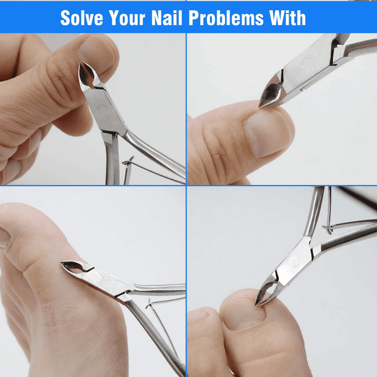 Cuticle Remover Nippers Professional Stainless Steel Cuticle Pusher and Cutter Clippers Durable Pedicure Manicure Tools for Fingernails and Toenails