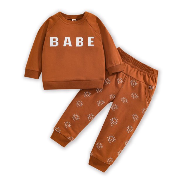 Lovebay Infant Baby Girl Babe Boy Sunrise Sweatshirt Sweatpants Outfits