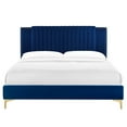 thumbnail image 4 of Modway Zahra Channel Tufted Performance Velvet King Platform Bed in Navy, 4 of 8