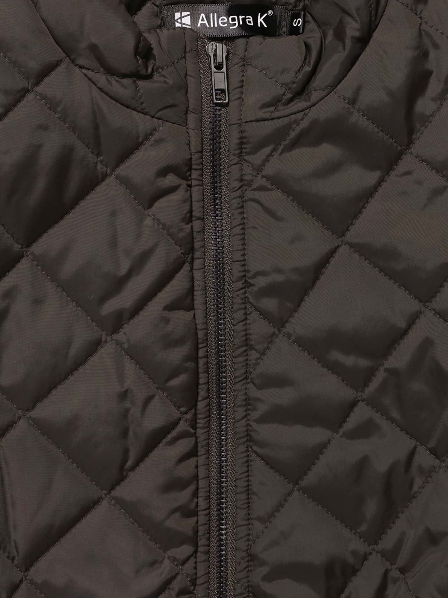 DARING DIVA Women's Zip Stand Collar Quilted Padded Vest L Brown