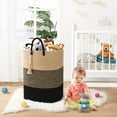 thumbnail image 5 of Woven Laundry Basket for Clothes, 100 L Large Rectangle Laundry Hampers, Nursery Storage Basket for Toys, Tall Dirty Clothes Hamper for Bedroom Aesthetic, Bathroom, Laundry Room, 5 of 9