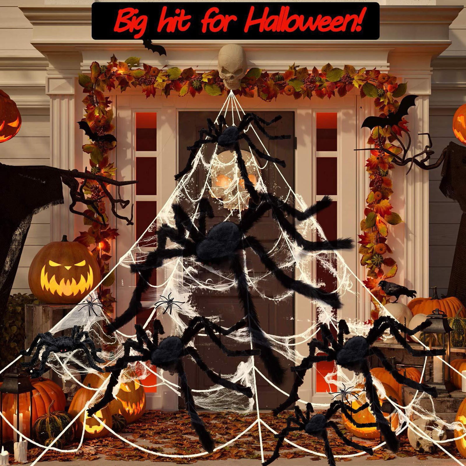 Halloween Spider Decorations (6 Pack) - Extra Large Realistic Scary Spiders for Yard, Porch & Indoor Haunted House Displays