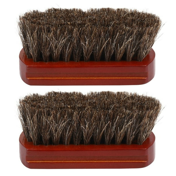 2X Manejar de Madera Cepillo de Barba de Pelo de Caballo Natural Bigote Cepillo de Barba Facial Brocha de Afeitar