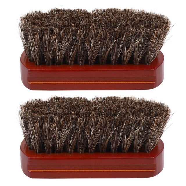 2X Manejar de Madera Cepillo de Barba de Pelo de Caballo Natural Bigote Cepillo de Barba Facial Brocha de Afeitar