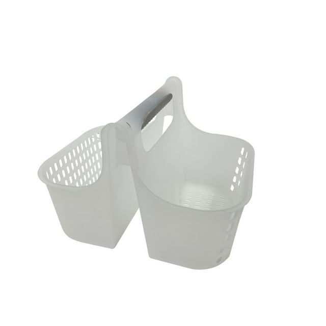 Mainstays Plastic Clear Shower Caddy Basket, Portable with Handles for Bathroom.