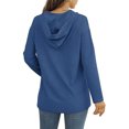 thumbnail image 4 of Sudadera de mujer con cuello en V y cordón de manga larga, sudadera con capucha, camiseta holgada informal para mujer, 4 of 6
