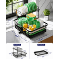 thumbnail image 4 of Kitsure 2-Tier Dish Drying Rack for Kitchen Counter, Stainless Steel Dish Drainer with Cutlery Holder, Sink Organization and Storage Rack for Plates, Bowls and Cups, 12" W x 15" L, Black, 4 of 8