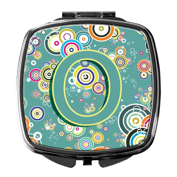 Letter O Circle Circle Teal Initial Alphabet Compact Mirror CJ2015-OSCM