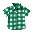 thumbnail image 4 of ZACPNCV Boys Casual Button Down Shirts Stretch Dress Shirs Short Sleeve Plaid Summer Shirts for Boy Olive Green 12-13 Years, 4 of 8
