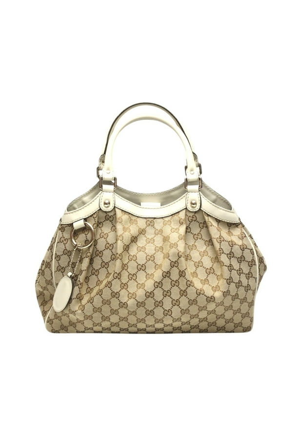 Pre-Owned GUCCI Handbag GG Pattern Sukey Canvas 211944 Brown (Good)