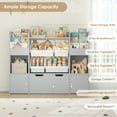 thumbnail image 7 of Hiphuta Kid Storage Toy Organizer, Wood Toy Storage Organizer with 4 Toy Boxes, Kids Bookcase with Book Rack, Gray, 7 of 7