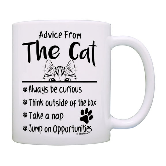 ThisWear Cat Lover Gifts Advice from the Cat Mug Cat Novelty Gifts Inspiring Gifts Coffee Mug