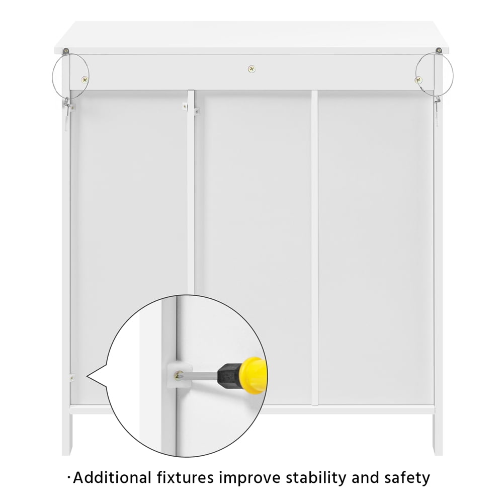 Yaheetech Large Floor Cabinet Storage Organizer with Drawer & Adjustable Shelves, White