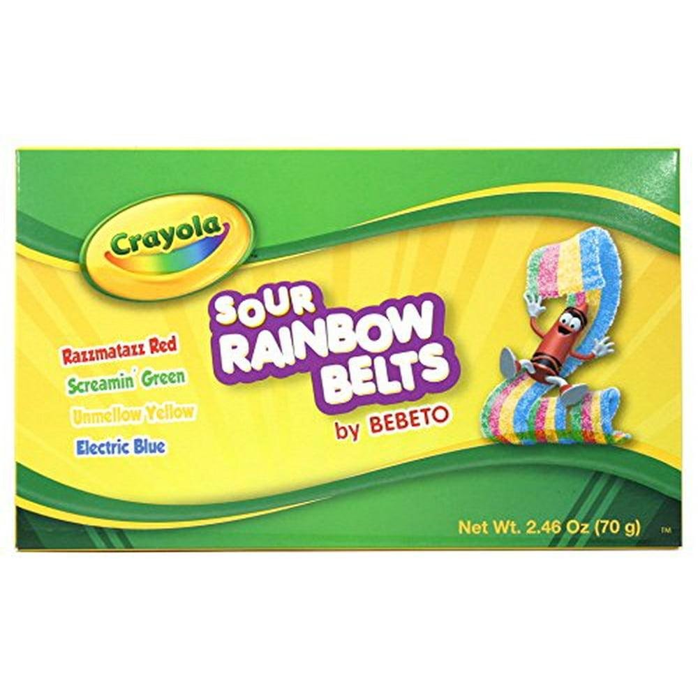 Bebeto Crayola Fun Sour Rainbow Belts Gummy Candy 2.46 Oz Each