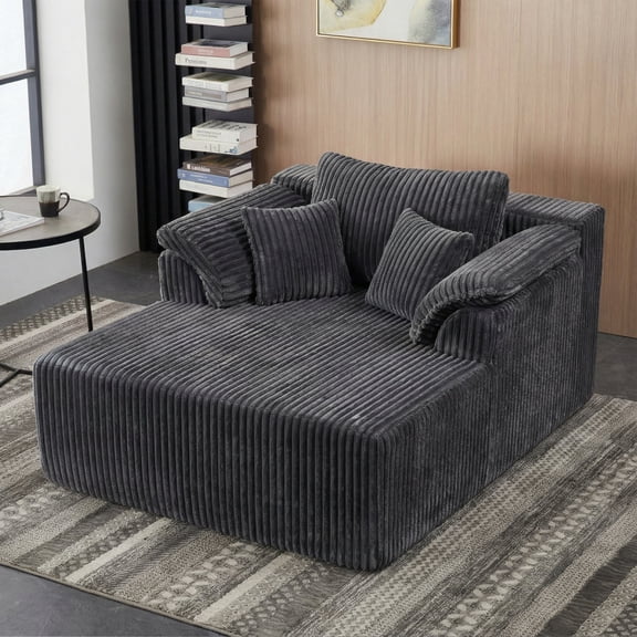 ChenyueFurn Foam Oversized and Deep Seat Chaise Lounge Chair, Antique Grey