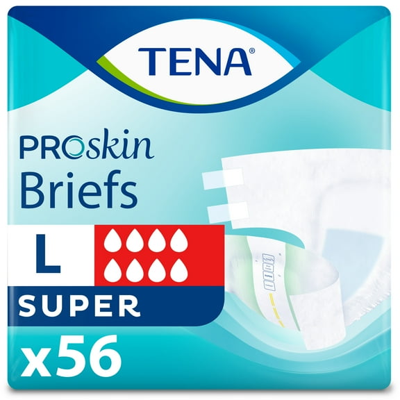 TENA ProSkin Unisex Adult Diapers, Maximum Absorbency, Large, 56 Count