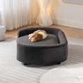 thumbnail image 4 of Pefilos 38" Pet Sofa for Indoors Dogs, Cat and Dog Bed with Solid Wood Legs and Black Bent Wood Back, Cashmere Cushion, Gray, 4 of 10