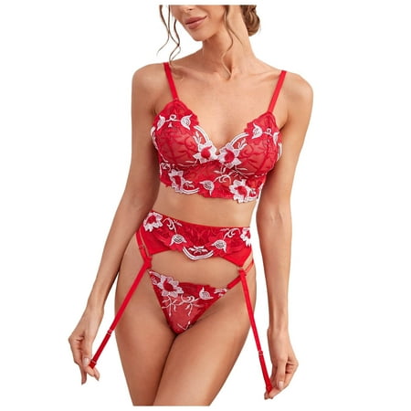 

Sehao Sleep Dress for Women Ladies Sexy Lingerie Embroidered Cute Mesh Sling Lingerie Set Polyester Night Dress for Women Sleepwear