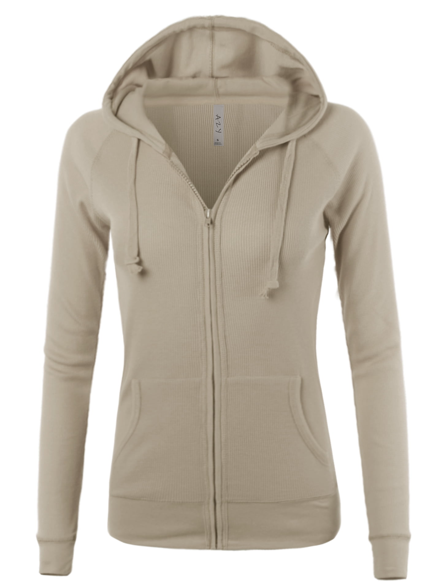 A2Y - A2Y Women's Casual Fitted Lightweight Pocket Zip Up Hoodie Khaki ...