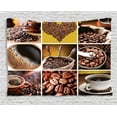 thumbnail image 1 of Coffee Tapestry, Collection Photos Grid Style Collage of Images Accessories Cafeteria Elements, Wall Hanging for Bedroom Living Room Dorm Decor, 60W X 40L Inches, Brown Mustard, by Ambesonne, 1 of 2