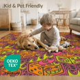 thumbnail image 4 of ODIKA 3'x5' Washable Accent Rug Alt Men Dice Cartoon Funky Graffiti Aesthetic Motif Mens Anime Flowing Dynamic for Bedside, Nursery Room, Pet Friendly & Non-Shedding, 4 of 7