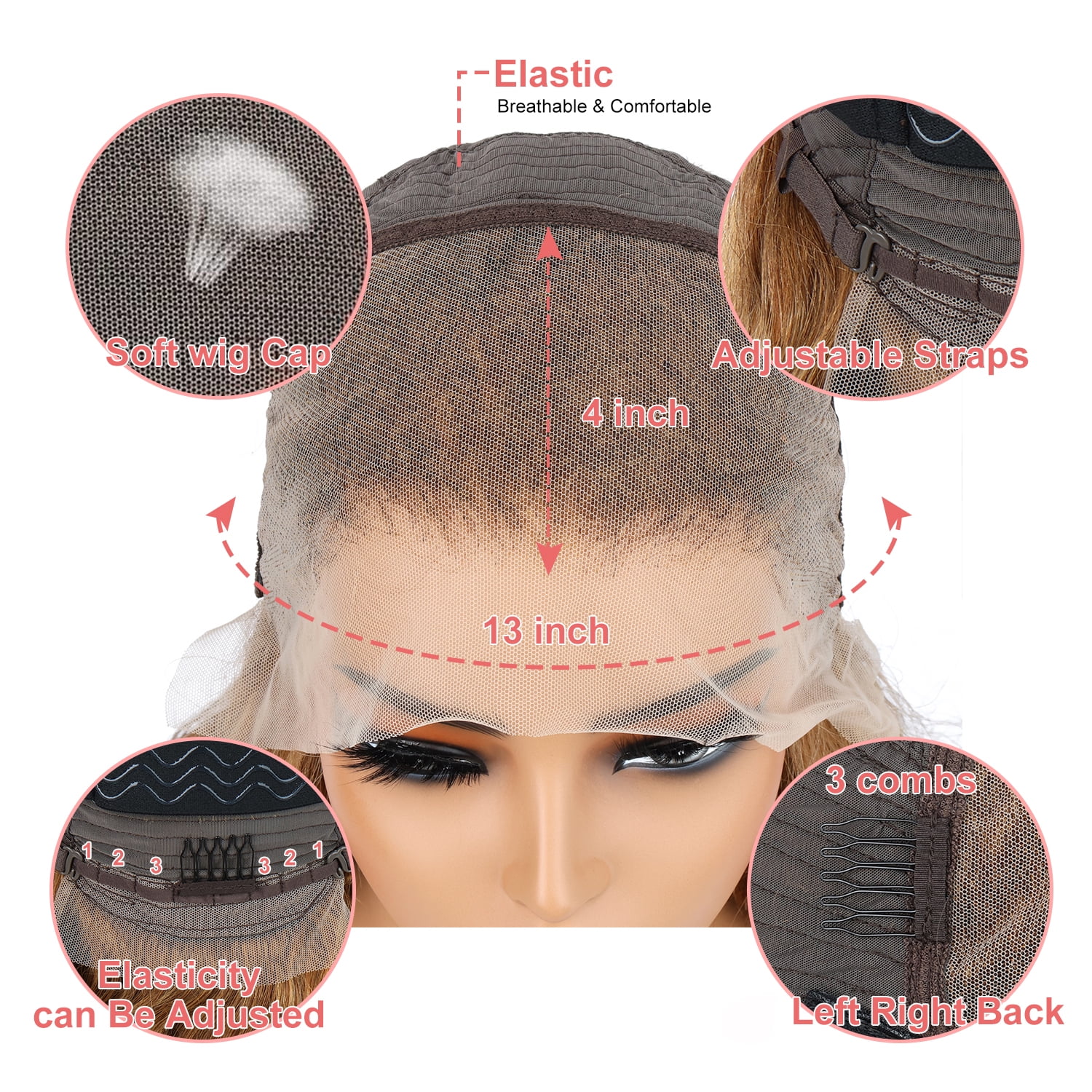Firstbeauty Highlight Ombre Lace Front Wigs 100% Human Hair 4/27 180% Density Honey Blonde Water wave Wig Human Hair Lace Frontal Wigs 20inch Pre Plucked Wet and Wavy Curly Wigs