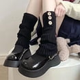 thumbnail image 3 of 1 Pair Women Leg Warmers Knitted Japan Style Women Sweet Stretchy Boot Cuffs for Yoga, 3 of 8