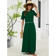 thumbnail image 3 of Chiclily Women's Summer Short Sleeve Maxi Dress with Pockets - Soft Casual Loose Long Boho Sundress for Beach & Vacation, Green Size M, 3 of 8
