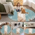 thumbnail image 6 of Summer Nautical Round Living Room Rugs 3.3 ft, White Ocean Seahorse Coral Silhouette Wood Grain Washable Area Rug with Non-Slip Sturdy Edge Binding Round Front Door Mat Floor Carpet for Entryway, 6 of 9