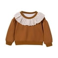thumbnail image 2 of Antinious Toddler Girls Hoodies Tops,Casual Long Sleeve Sweatshirt for Boys Girls,Fall And Winter Girls' Solid Color Warm Lace Lace Lace Hoodie Casual Lapel Top,Brown,110, 2 of 5