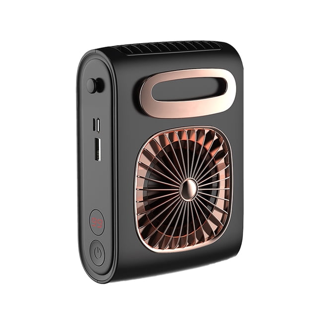 Ventilateur à Pince pour Taille et Banque d'Alimentation - Batterie 6000mAh, 3 Vitesses, Rechargeable par USB pour Travail Extérieur, Randonnée, Construction - Matériau ABS Durable