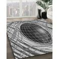 thumbnail image 3 of Ahgly Company Machine Washable Indoor Round Transitional Silver Gray Area Rugs, 4' Round, 3 of 7