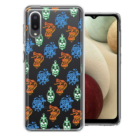 MUNDAZE For Samsung Galaxy A02 Snakes Skulls Roses Design Double Layer Phone Case Cover