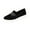 Black, variant on Womens Knit Slip on Shoes Breathable Flat Shoes Comfortable Walking Shoes Casual Slip on Loafers with Stripe Design Soft Sole Shoes Black