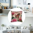 thumbnail image 5 of nygtbtfer  Flower Decor Butterfly Fliying on The Pink Rose Square Throw Waist Pillow Case Decorative Cushion Cover Pillowcase Sofa 24x24in, 5 of 7