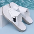 thumbnail image 2 of Domuza Mens Adjustable Buckle Thong Flip Flops, Embossed Faux Leather Open Toe Slide Sandals, Lightweight Cushioned Sport Summer Beach Casual Sandals White 9.5 (EU-44), 2 of 6