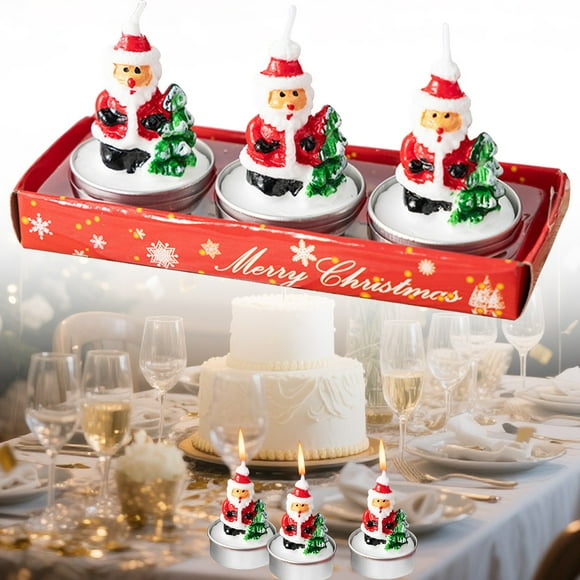 Outdoor Christmas Decorations Candles & Holders 3PCS Christmas Unscented Tealight Candles Handmade Delicate Santas Candles For Christmas Home Decorations Candles and candle holders