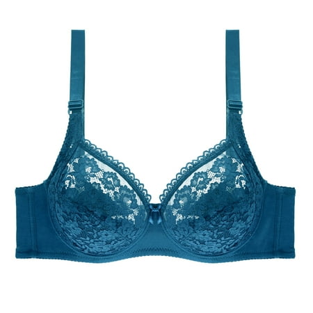 

CLZOUD Comfortable Bras Blue Women s Cotton Large Bra Steel Rim Adjustable Comfortable Sweat Absorbing Lace Bra 40