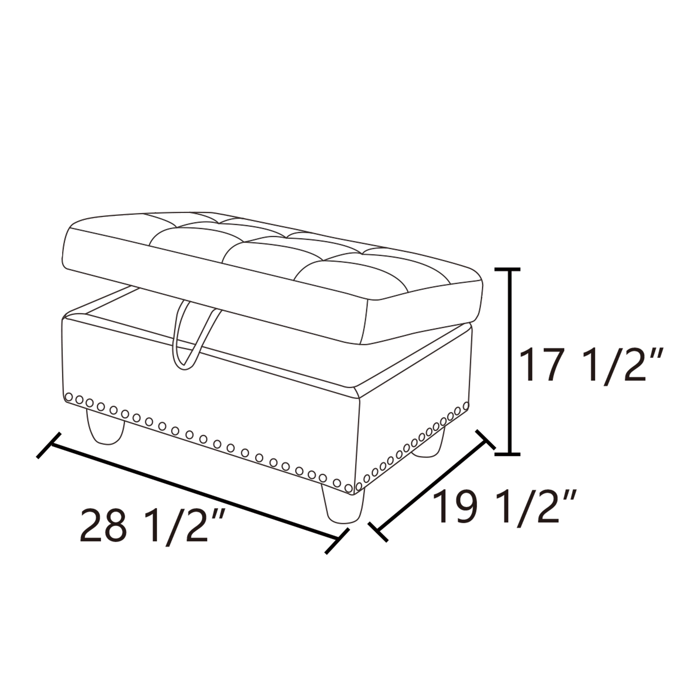 MAYEERTY Faux Leather Ottoman with Storage for Modular Sectional Sofa, Black