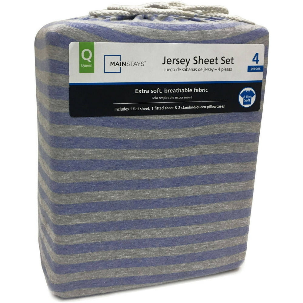 Mainstays Jersey Knit Bedding Unisex Sheet Set, 150 GSM Single Jersey