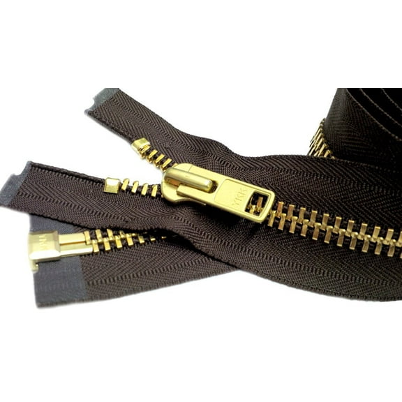 Zipperstop Wholesale Authorized Distributor Ykkâ® 30" Inch Chaps Extra Heavy Duty Weight Jacket Zipper Ykk #10 Brass ~ Separating ~ 570 September Brown (1 Zipper/Pack) Crafter'S Special