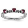 thumbnail image 2 of Auriga 925 Sterling Silver Created Ruby Three Stone Ring for Women Size- 6, 2 of 6