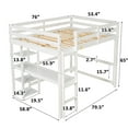 thumbnail image 3 of FSTAR Full Loft Bed Wood Frame Desk with Shelves and Under-Bed Desk White, 3 of 6