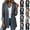 Gray, variant on Denim Jackets for Women Patchwork Knit Notched Lapel Button Front Fashion Coat Casual Jackets with Pockets