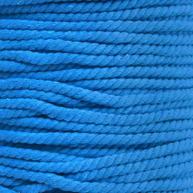 Super Soft 3 Strand Twisted Cotton Rope (Light Blue, 1/4 Inch x 100 Feet)