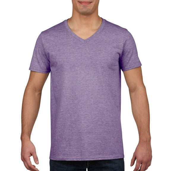Gildan Mens Softstyle V-Neck T-Shirt, 2XL, Heather Purple