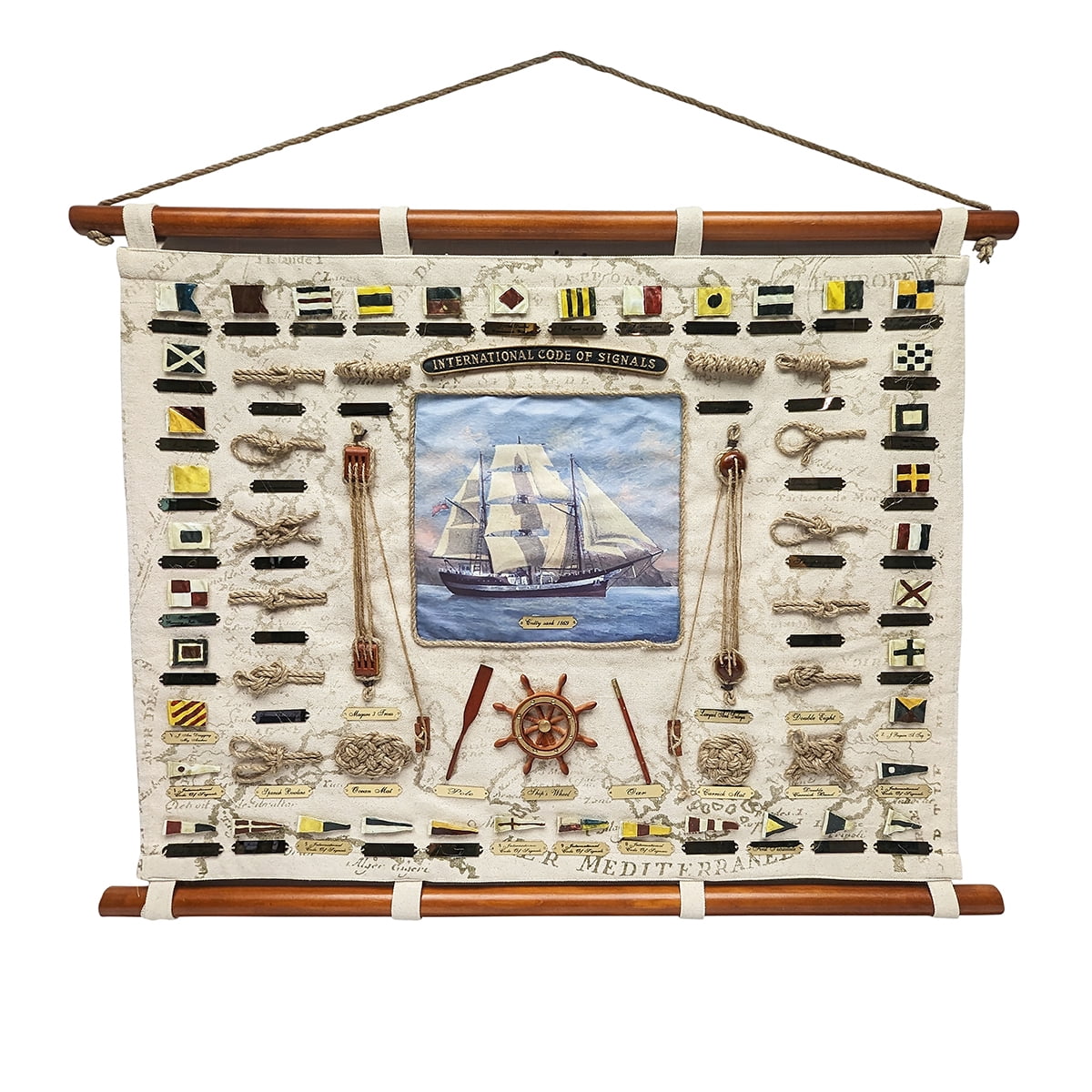 International Boat Code Flags Sailing Knots Display Canvas Hanging