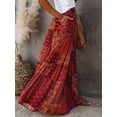 thumbnail image 5 of Caoirhny Women's Bohemian Skirts Vintage Elastic High Waist A-Line Skirts Tiered Long Skirts with Pockets, 5 of 7